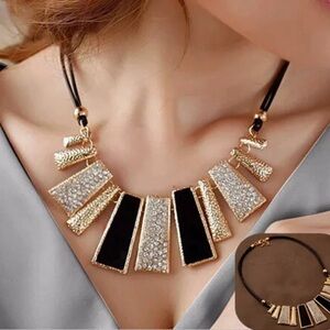 🌺Crystals Chocker Chain BIb bulky Necklace N3